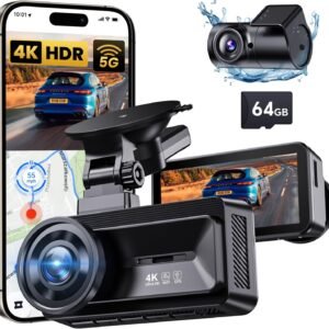 COOLCRAZY Dash Cam Front Rear - 4K+1080P Full HD Dashcam